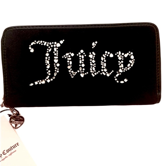 Juicy Couture Black Velvet long zipper Wallet - Picture 1 of 14